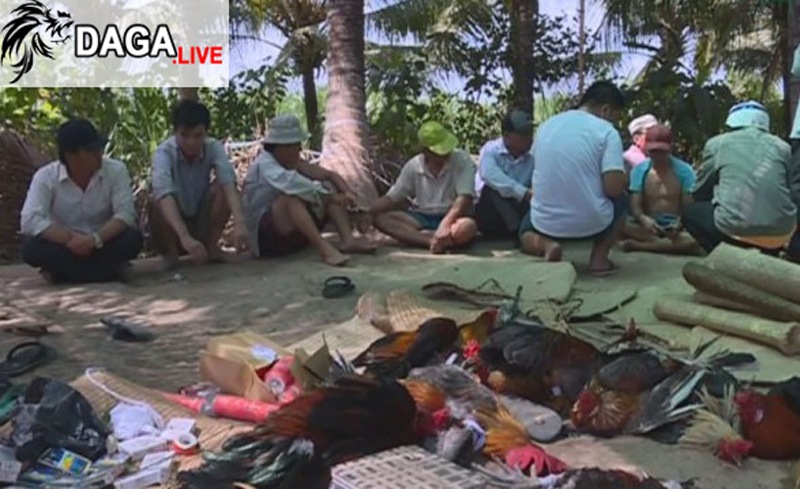 Những con bạc bị bắt trong một đợt càn quét của công an tỉnh Tiền Giang